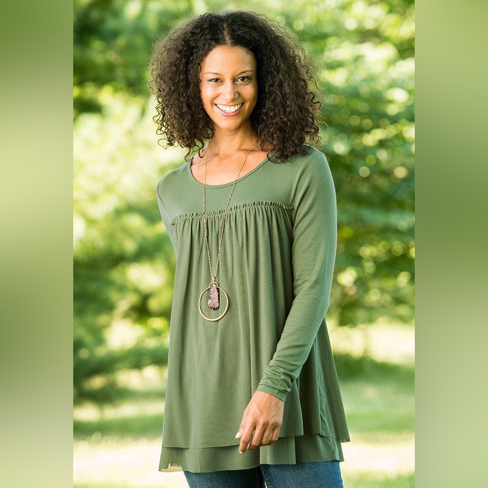Matilda Jane A New Leaf Women's Green Layered Long Sleeve Top Size M